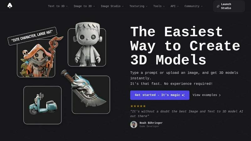 3DAIStudio application interface and features