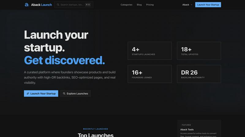 Aback Launch application interface and features
