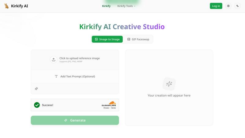 Kirkify AI application interface and features