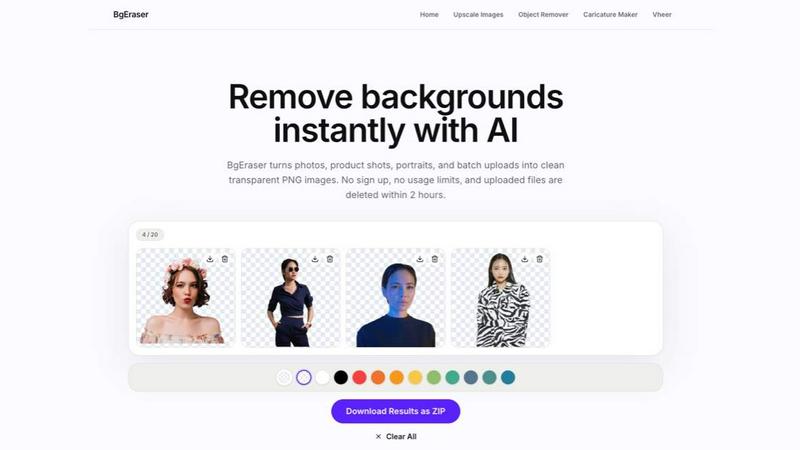Bg Eraser application interface and features