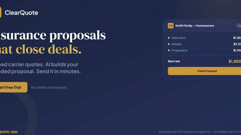 ClearQuote application interface and features