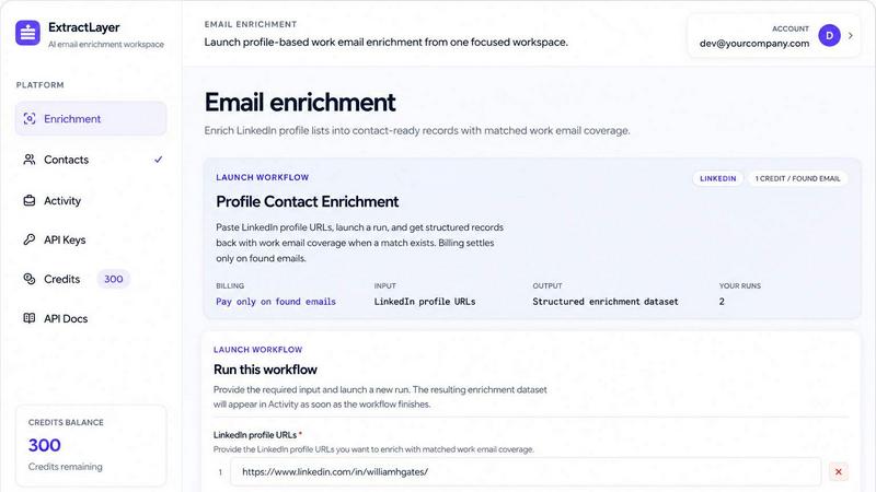 ContactLayer.io application interface and features