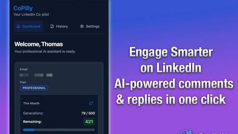 CoPilly application interface and features