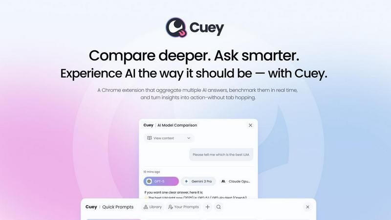 Cuey application interface and features