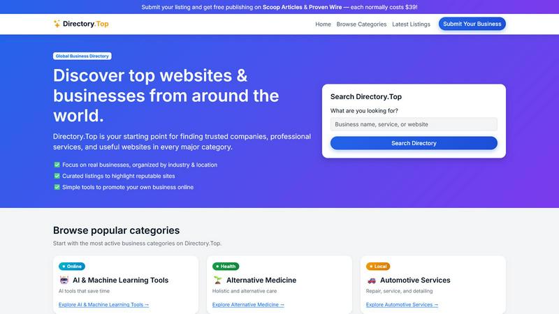 Directory.Top application interface and features