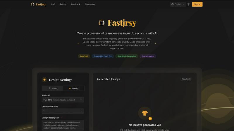 AI Jersey Generator application interface and features