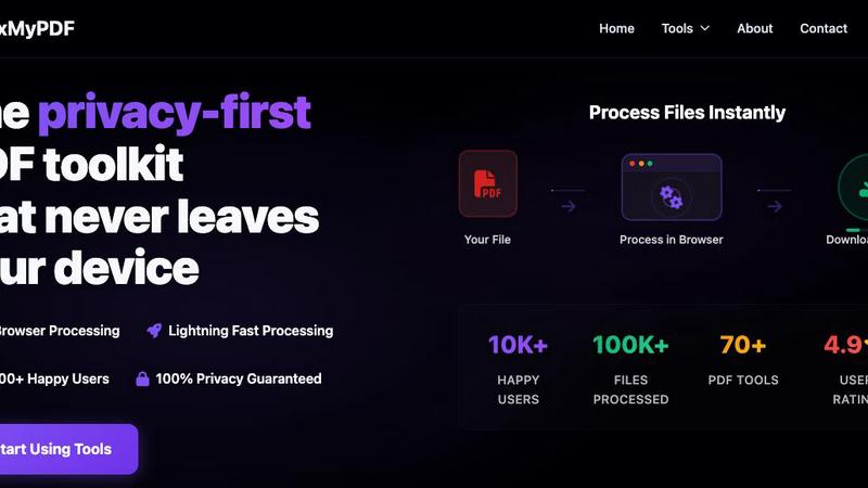 FixMyPDF application interface and features