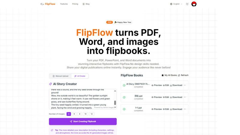 FlipFlow application interface and features