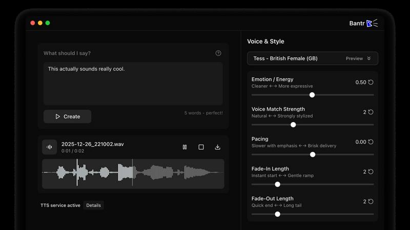 Bantr: Offline & Unlimited TTS for Mac - product for productivity