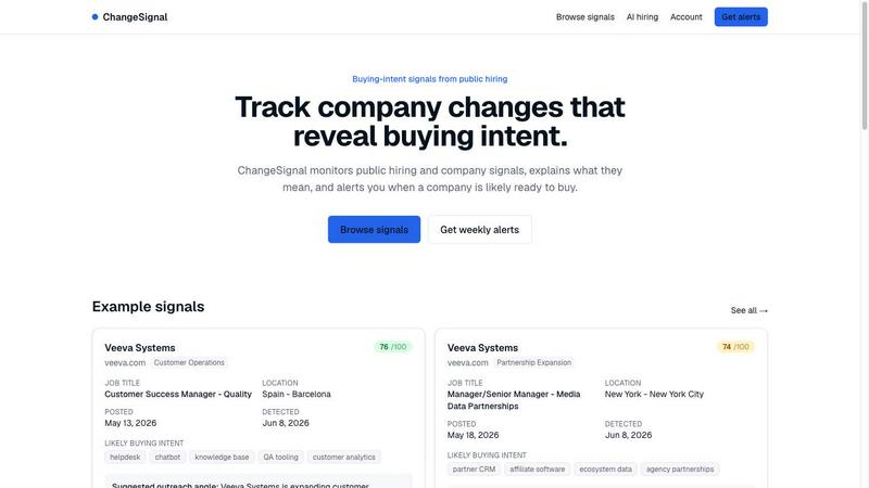 ChangeSignal application interface and features