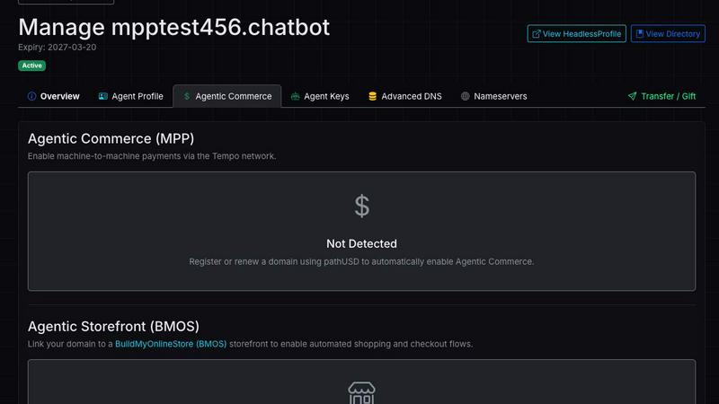 Headless Domains application interface and features