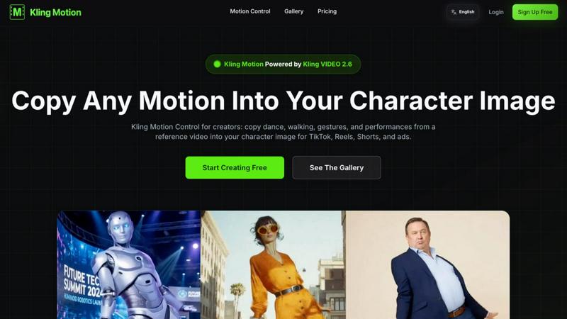 Kling Motion Control (Kling VIDEO 2.6) - product for productivity