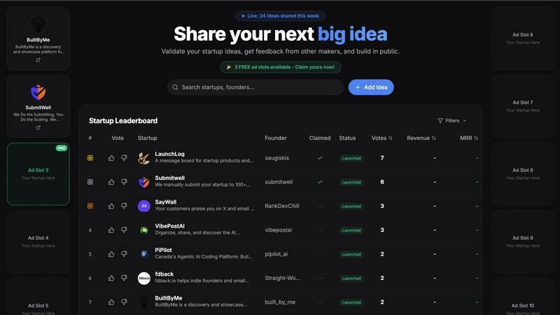 LaunchLog application interface and features