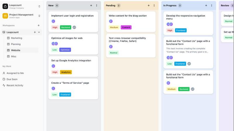 LeapCount application interface and features