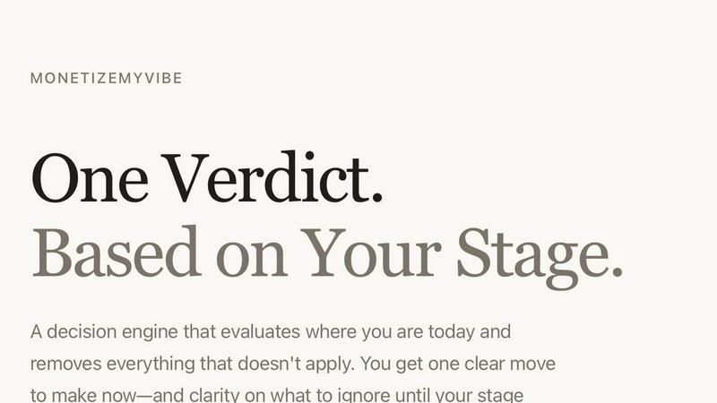 MonetizeMyVibe application interface and features