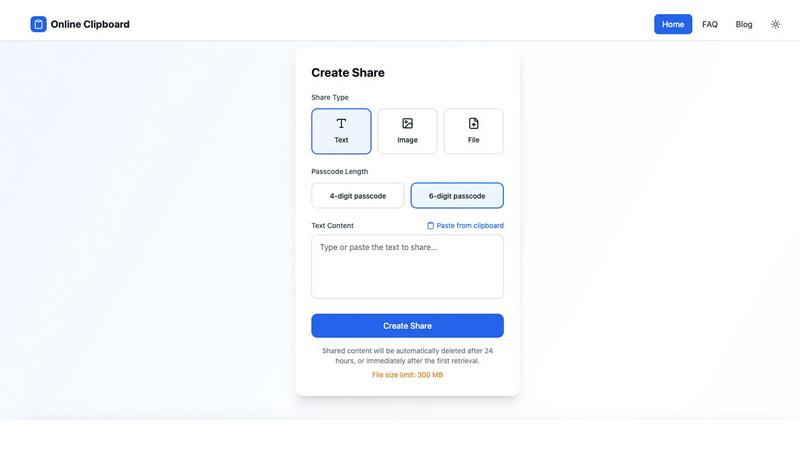 Free Online Clipboard application interface and features