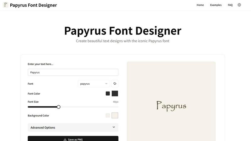 Papyrus Font Generator application interface and features