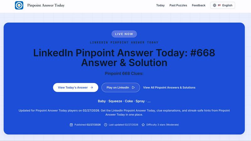 Pinpoint Answer Today application interface and features