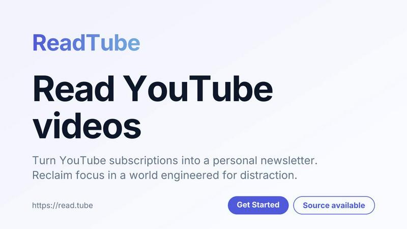 ReadTube application interface and features