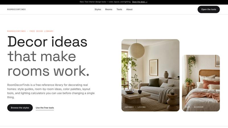 RoomDecorFinds application interface and features