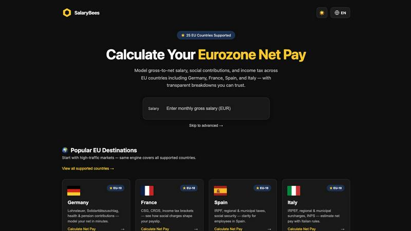 SalaryBees. application interface and features