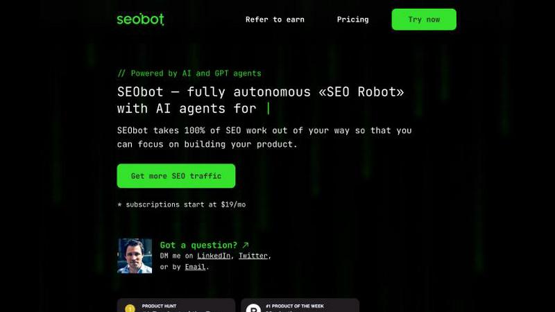 SEObot application interface and features