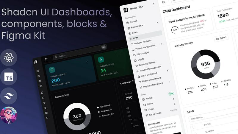 Shadcn UI Kit application interface and features