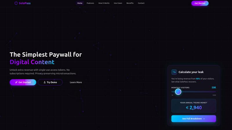 SoloPass application interface and features