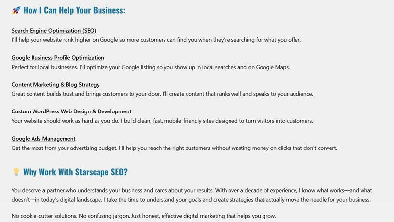 Starscape SEO application interface and features