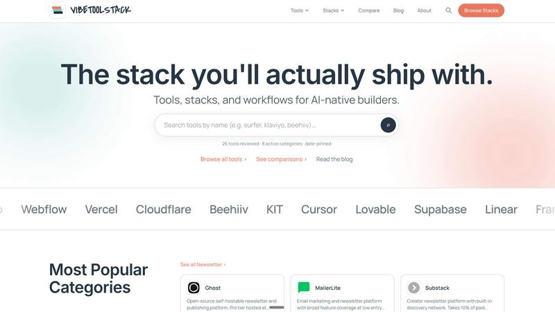 Vibetoolstack application interface and features