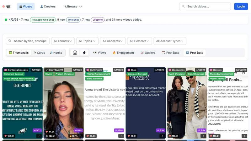 Video Database application interface and features