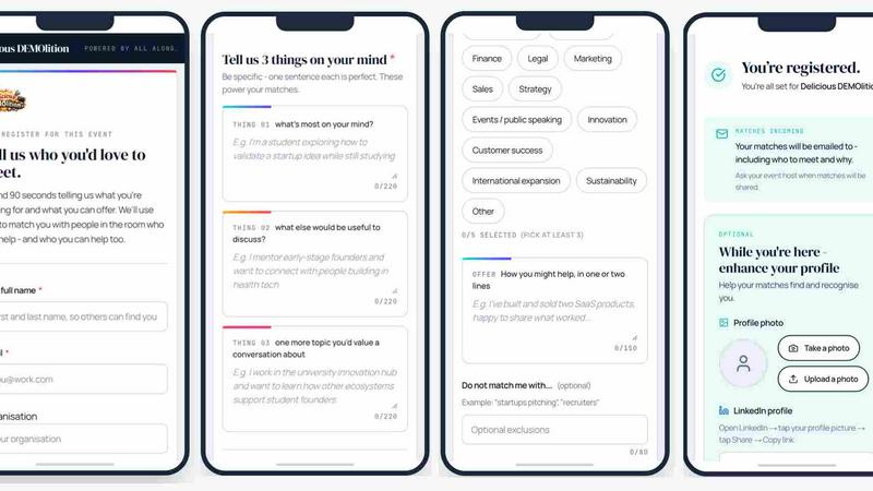 All Along application interface and features
