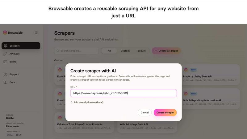 Browsable application interface and features