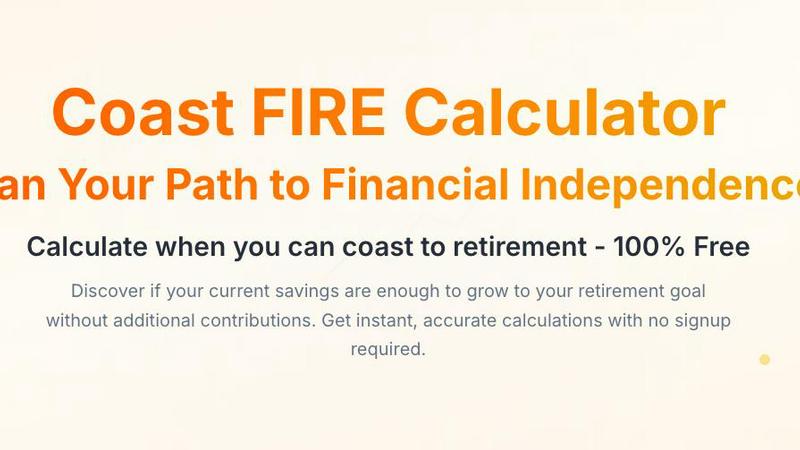 Coast FIRE Calculator application interface and features