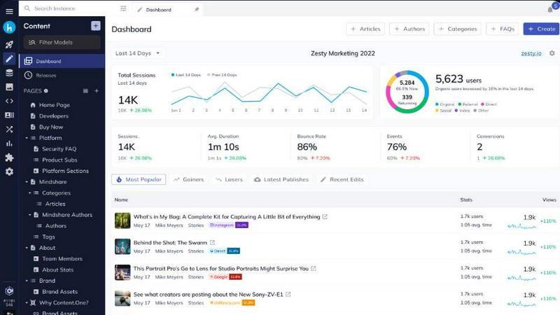 Content.One application interface and features