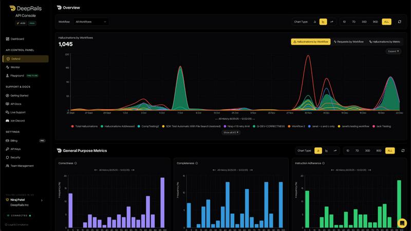 DeepRails application interface and features