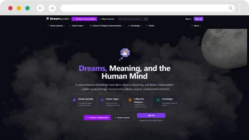 Dreamspoken application interface and features