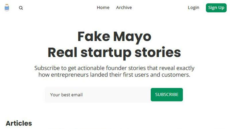 Fake Mayo application interface and features