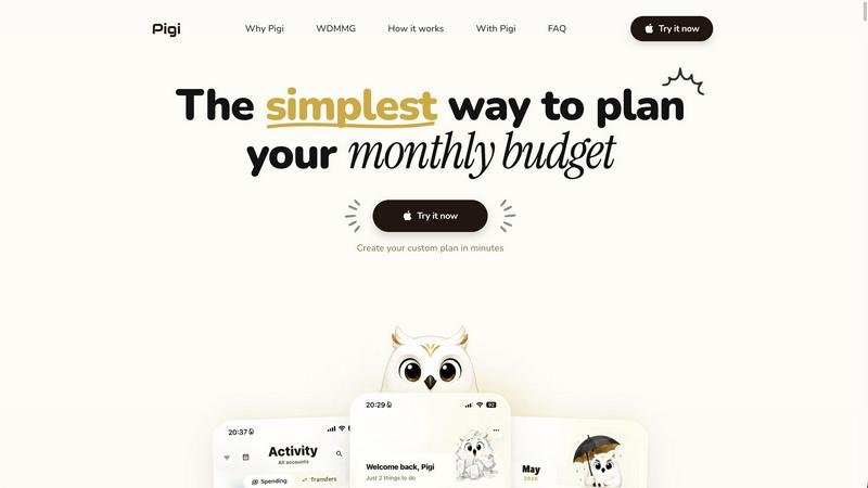 Pigi Budget application interface and features