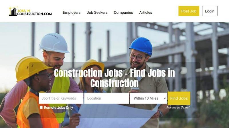 JobsInConstruction application interface and features