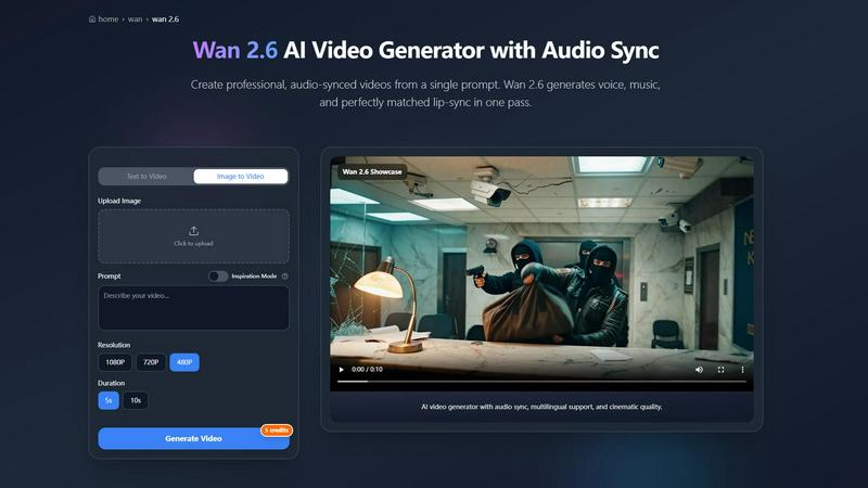 Wan 2.6 AI Video Generator - product for productivity