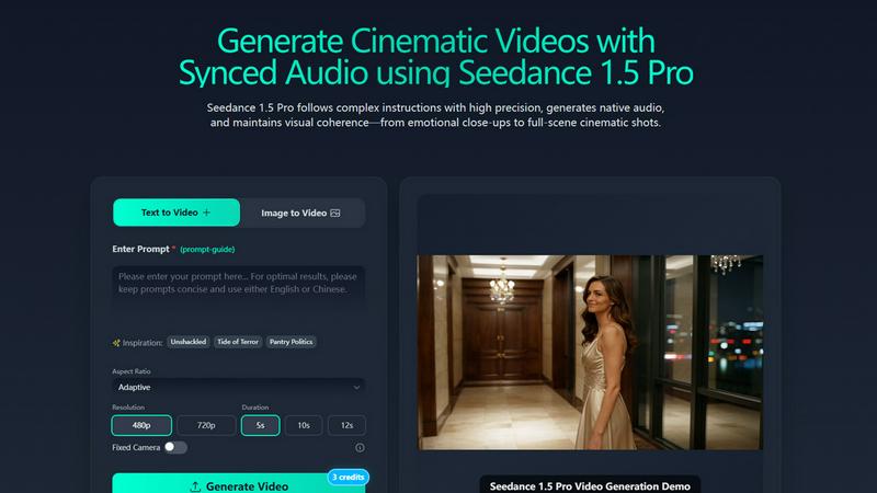 Seedance 1.5 Pro AI Video Generator - product for productivity