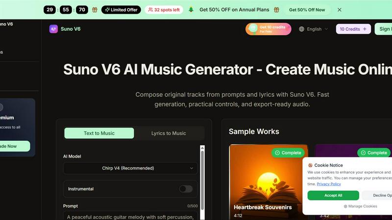 Suno V6 AI Music Generator