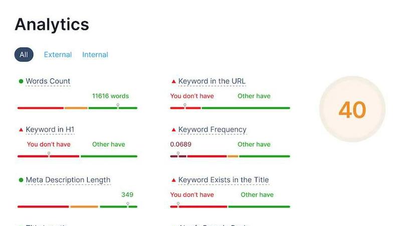 UpSEO application interface and features